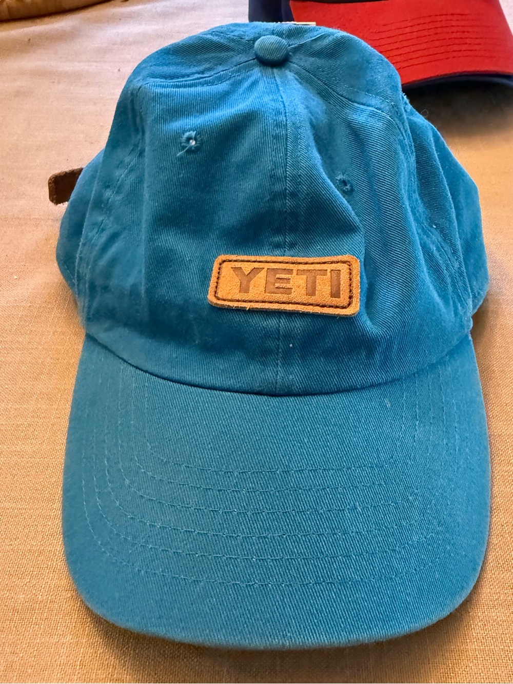 Yeti Teal Blue Cotton Baseball Cap with Leather Patch